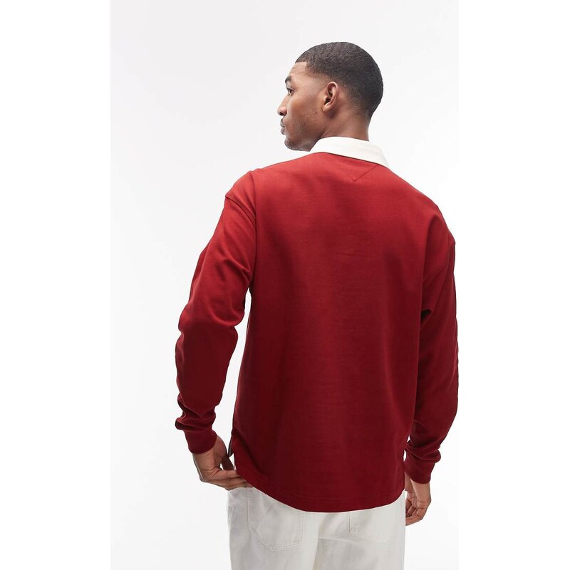 Tommy Hilfiger flag logo rugby shirt in red
