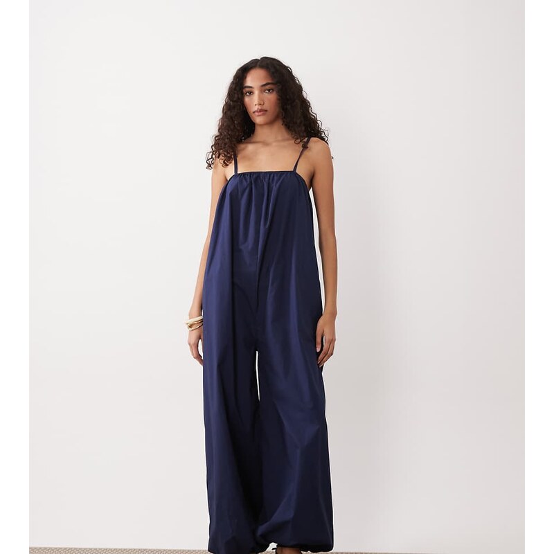 ASOS Tall ASOS DESIGN Tall balloon leg jumpsuit in navy 115546821