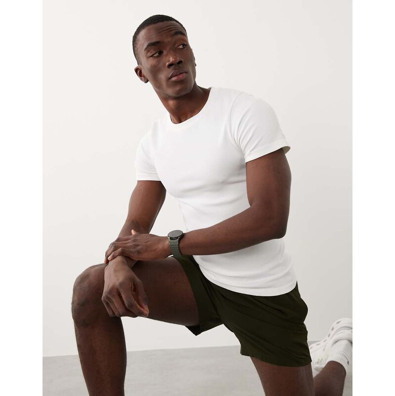 4505 seamless rib muscle fit training t-shirt in white
