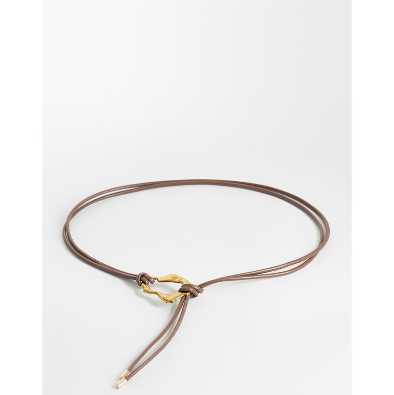 ASOS DESIGN waist and hip hammered loop through belt in chocolate 115546898