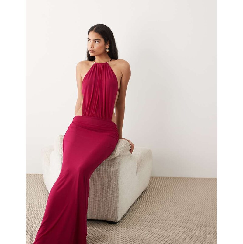 Tiger Mist Evanna choker halterneck open tie back maxi dress in