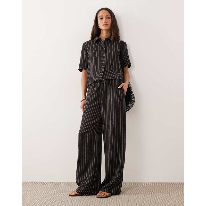 JDY wide leg trousers co-ord in brown stripes 115546948