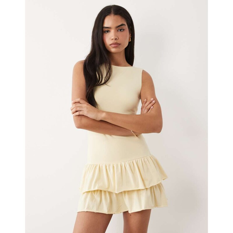 Fashionkilla exclusive cotton rich sleeveless drop waist ruffle