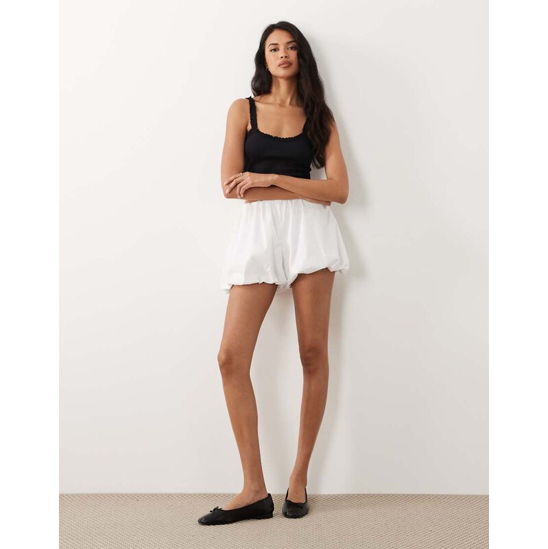 Gina Tricot mini bubble shorts in white