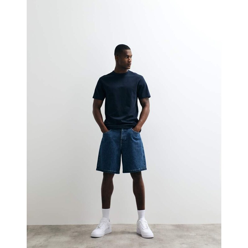 ASOS DESIGN breatheMAX heavyweight regular fit t-shirt in navy cotton blend