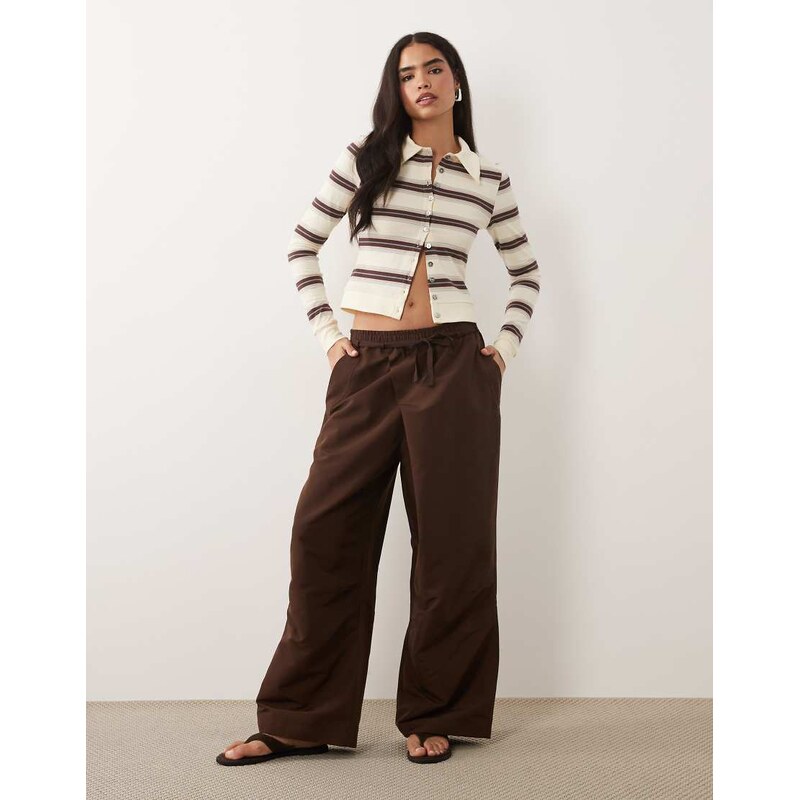 Lioness Signora wrap waistband detail relaxed trousers in chocolate 115547043