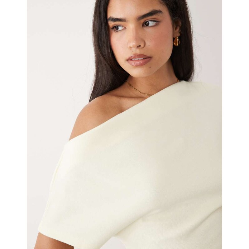 Gina Tricot soft asymmetric top in butter yellow
