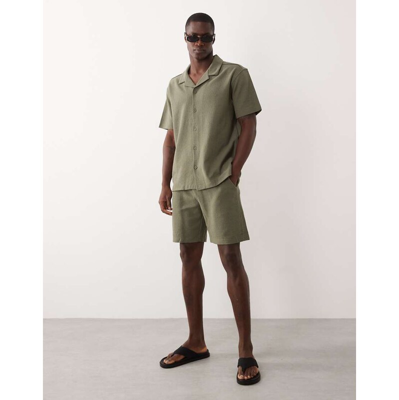 ONLY & SONS regular fit short co-ord in olive-Green
