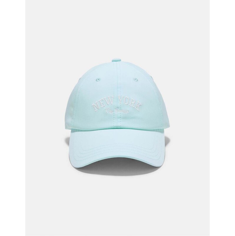 Stradivarius Embroidered cap in sky blue