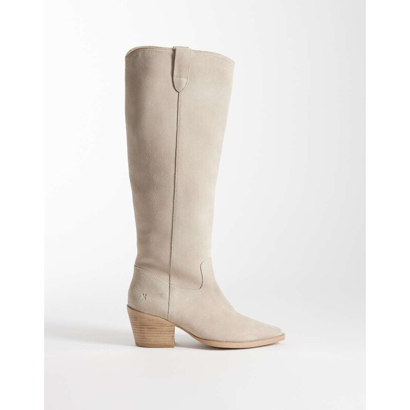 Bronx Jukeson western knee boots in sand suede-Neutral 115554873