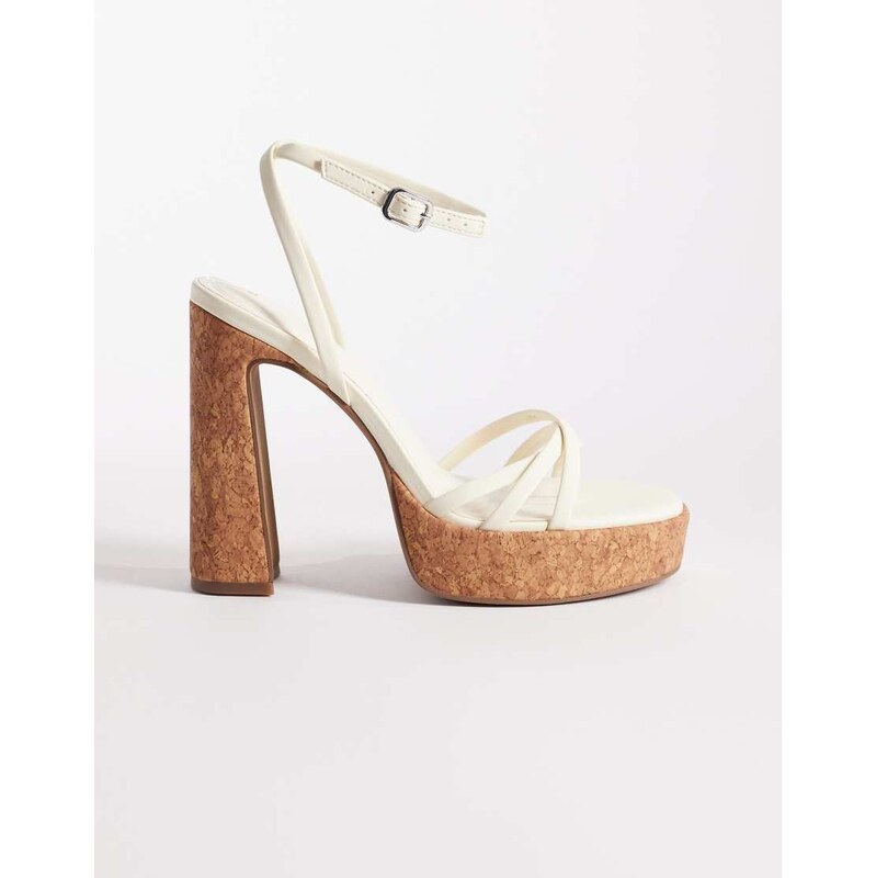 ASOS DESIGN Nancy strappy platform high heeled sandals in off white 115681841