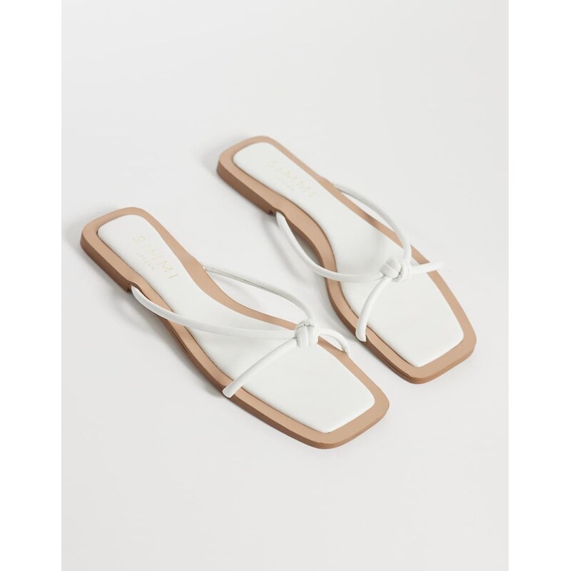 SIMMI Shoes Simmi London Cola knot flat sandals in whie-White