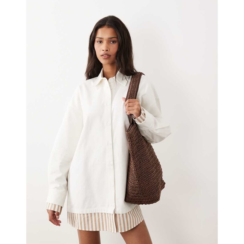 ASOS DESIGN oversized double layered shirt mini dress with