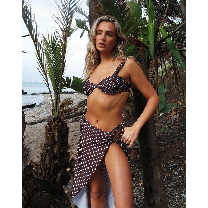 Going Somewhere polka dot sarong in espresso brown 115610128