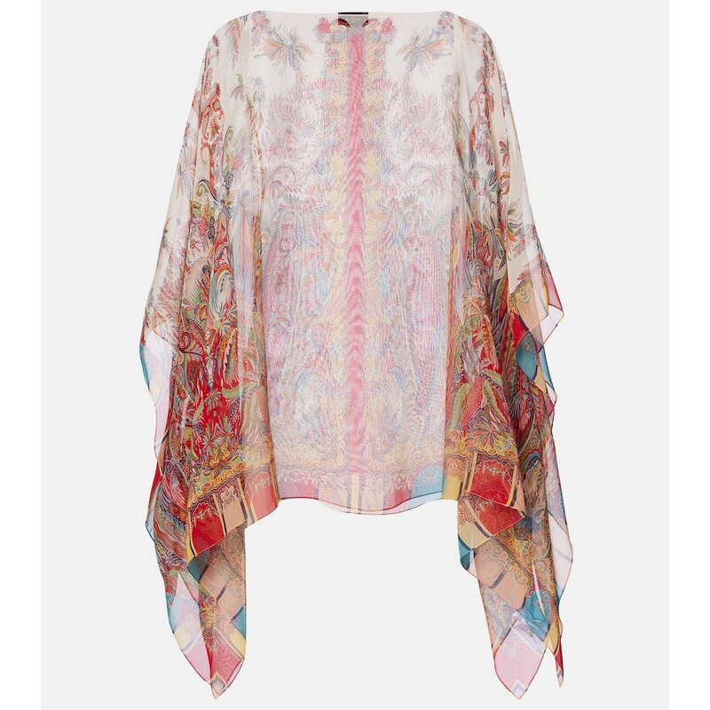 Etro Printed silk cape
