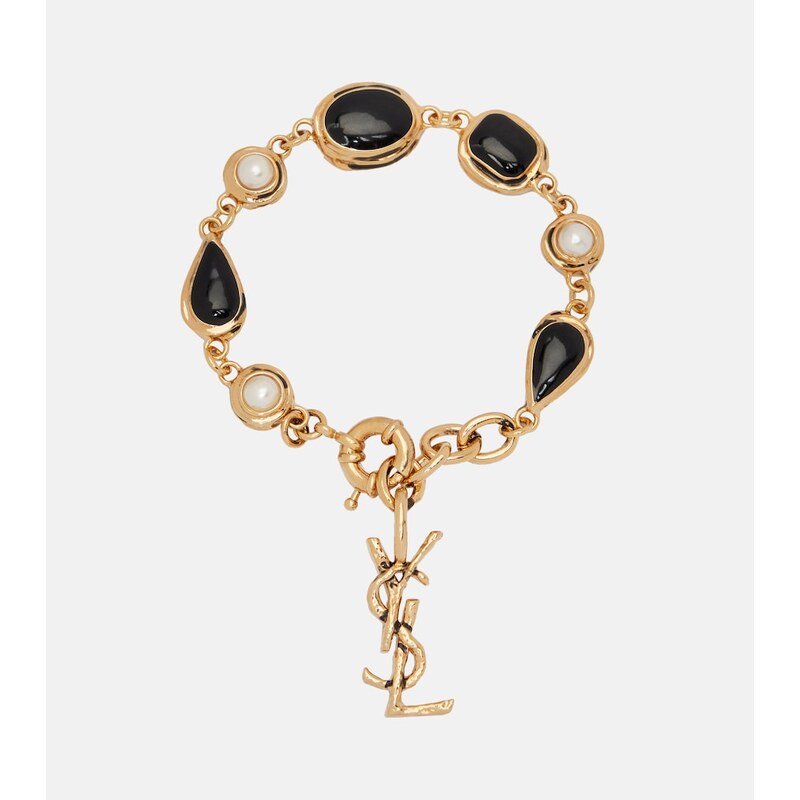 Saint Laurent Cassandre embellished chain bracelet