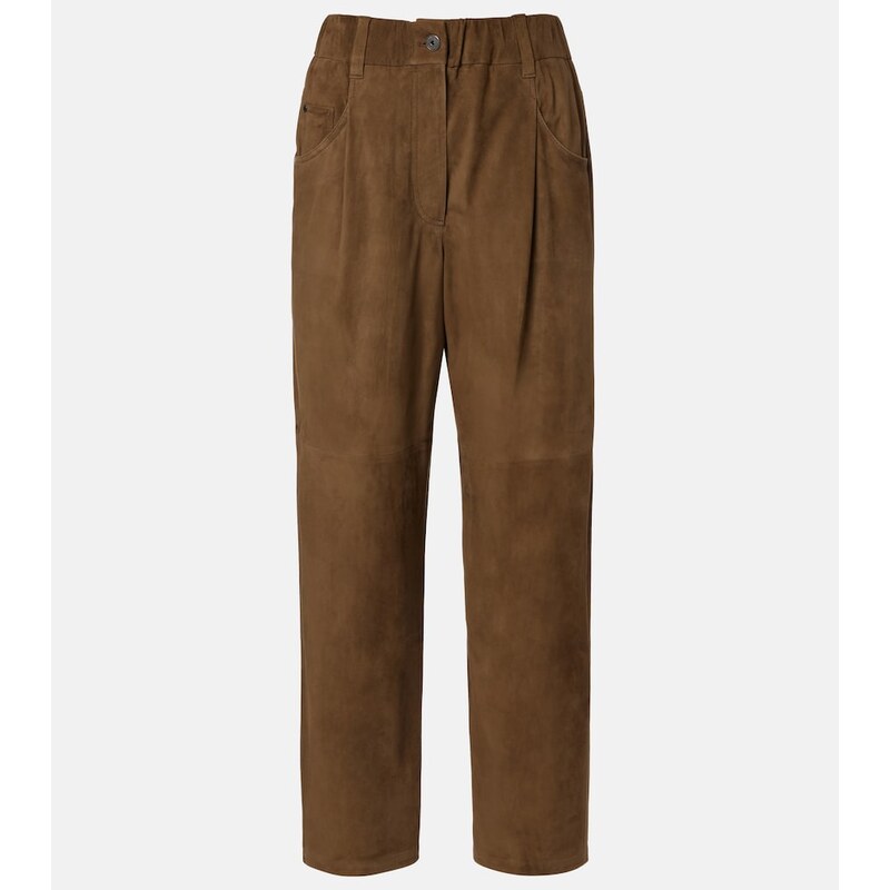 Brunello Cucinelli Monili suede straight pants