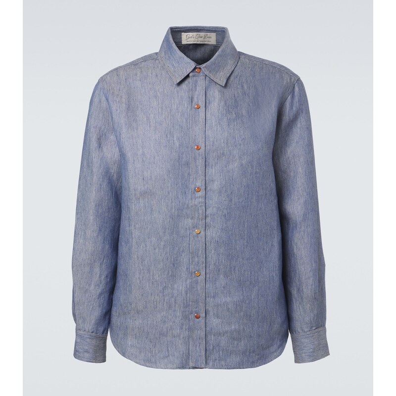 Gods True Cashmere Linen denim shirt with carnelian