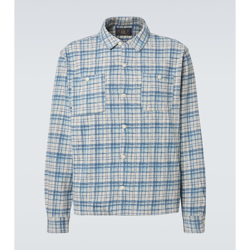 RRL Plaid cotton and linen jersey shirt