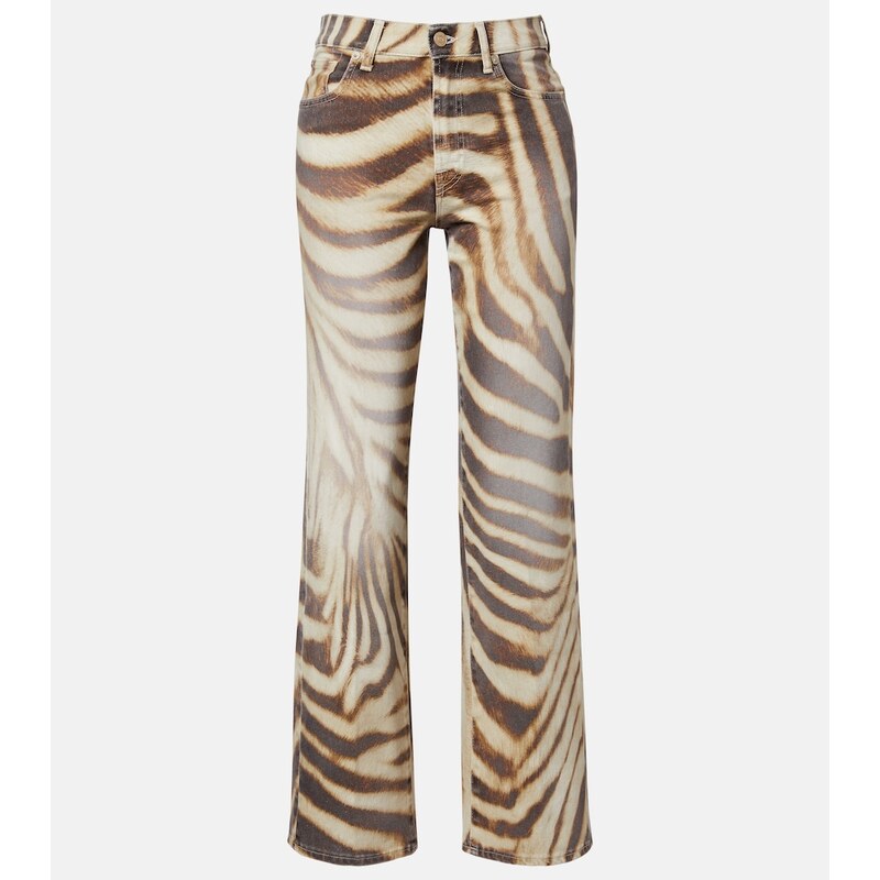 7 For All Mankind Stovepipe zebra-print straight jeans