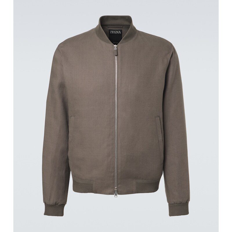 Zegna Linen bomber jacket v barvě Dark Taupe