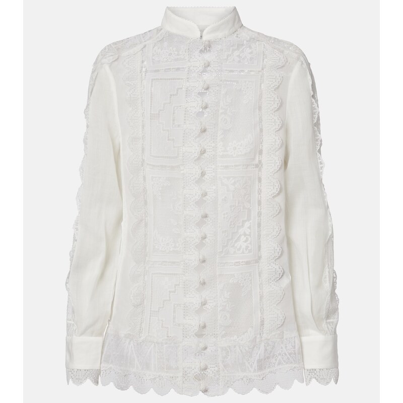 Zimmermann Floral lace ramie shirt