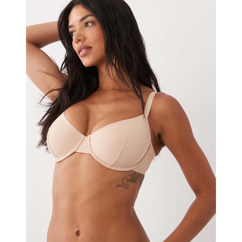 ASOS DESIGN Fuller Bust Carla smoothing underwired bra in beige