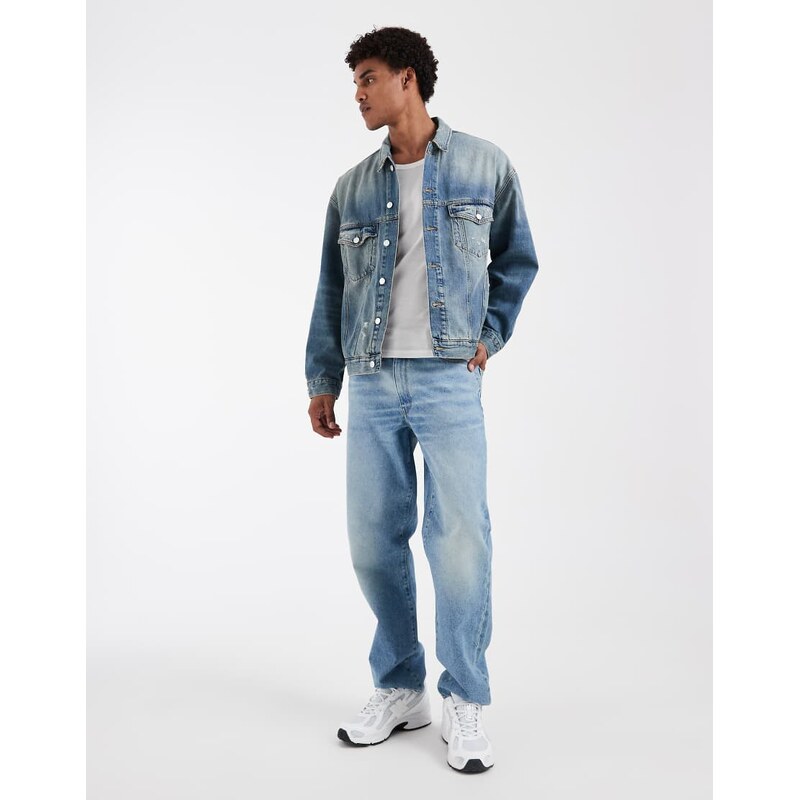 Tommy Jeans oversized trucker denim jacket in mid wash blue