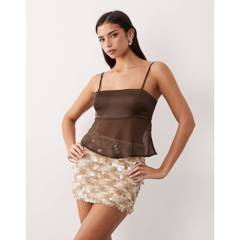 Aria Cove disc sequin mini skirt in neutral-White 115549901