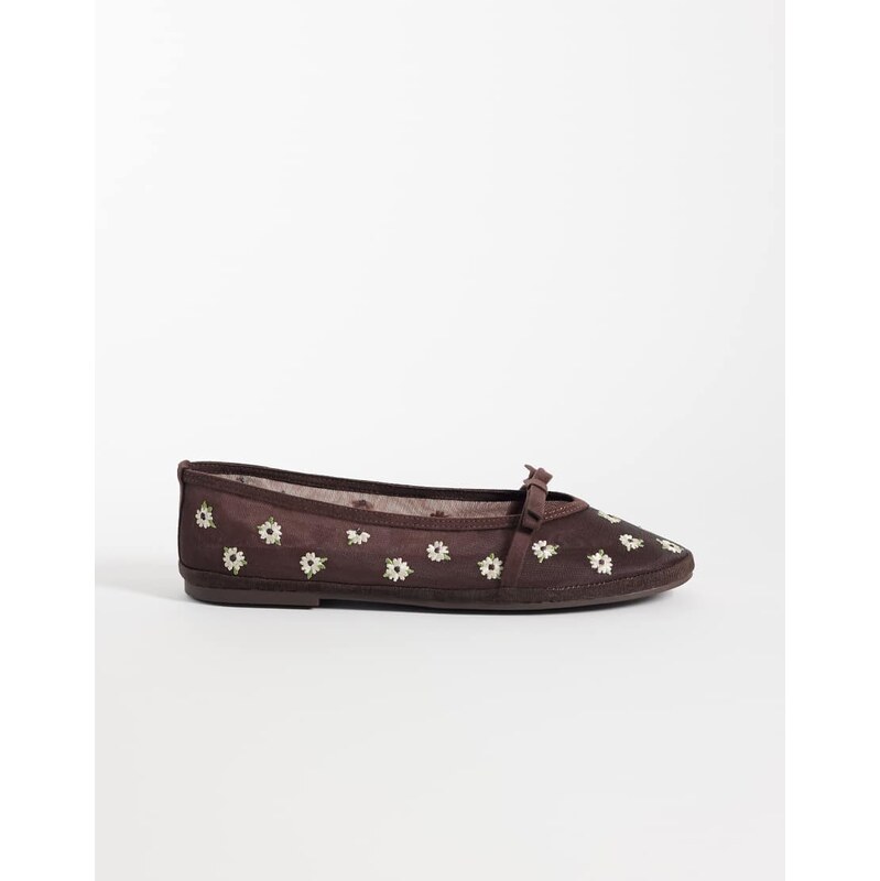 Aldo Aurabella floral ballet flat in brown mesh 115549916