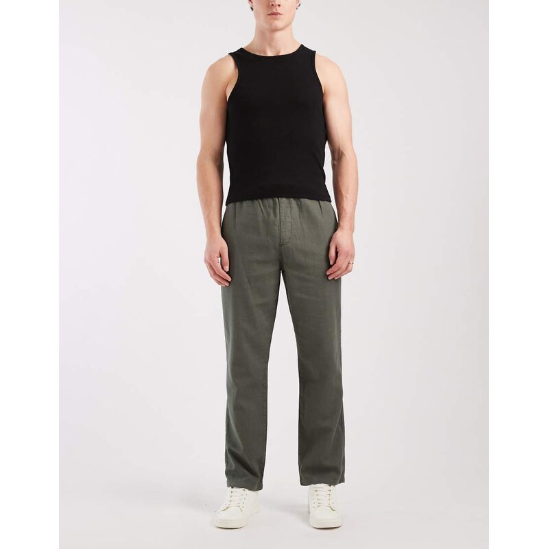Redefined Rebel Gus comfort fit trousers in dark green