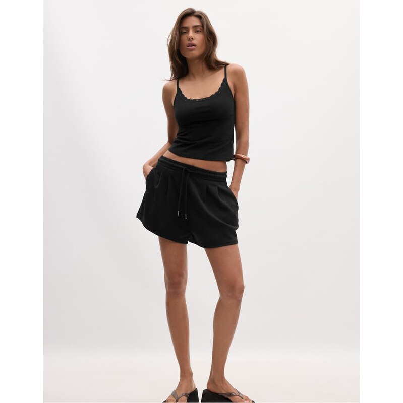 Stradivarius Soft-touch shorts with darts in black