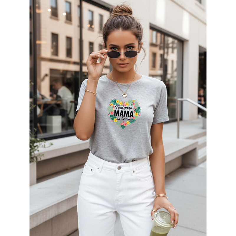 Dámské tričko s potiskem ke Dni matek světle šedé FashionStreet