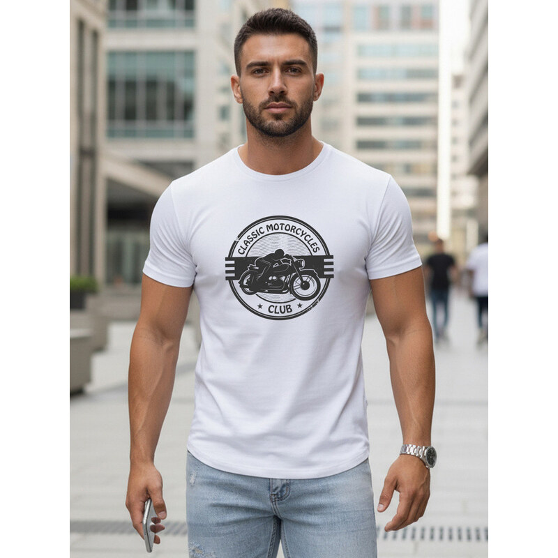Pánské bavlněné tričko s potiskem motýlů bílé FashionStreet