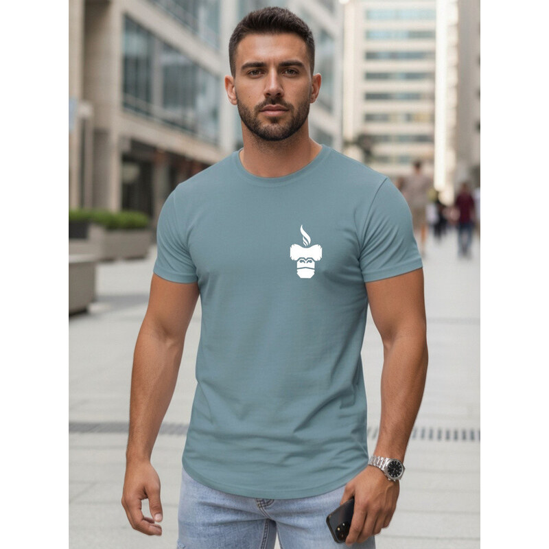 Tshirt męski z nadrukiem petrol model 22157000 - FashionStreet