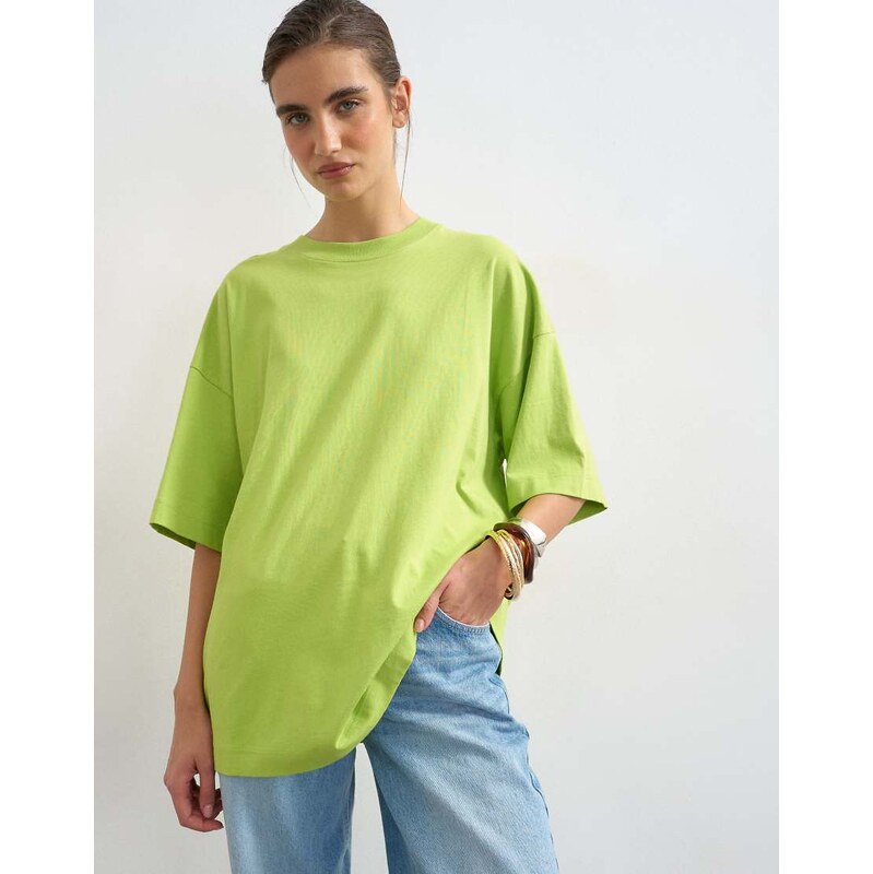 Topshop oversized drop shoulder tee in light green