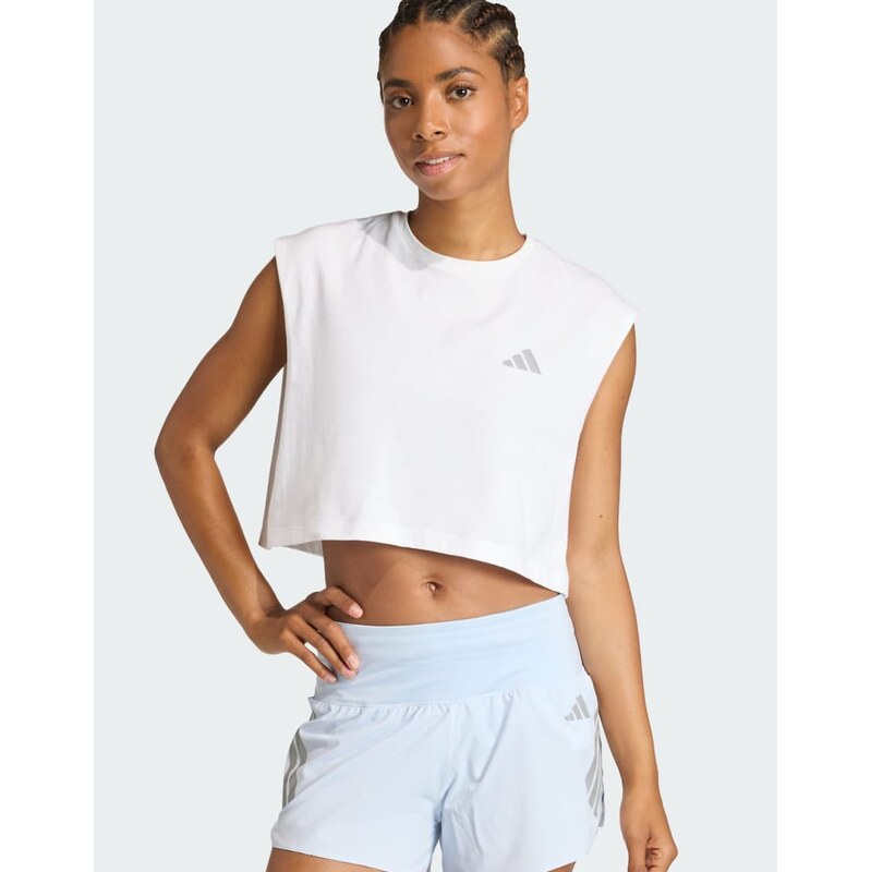 adidas performance Adi365 running essentials crop t-shirt in white 115553147