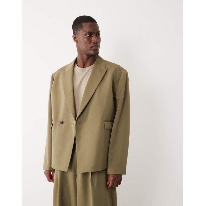 ASOS DESIGN boxy wrap suit jacket in dusty green