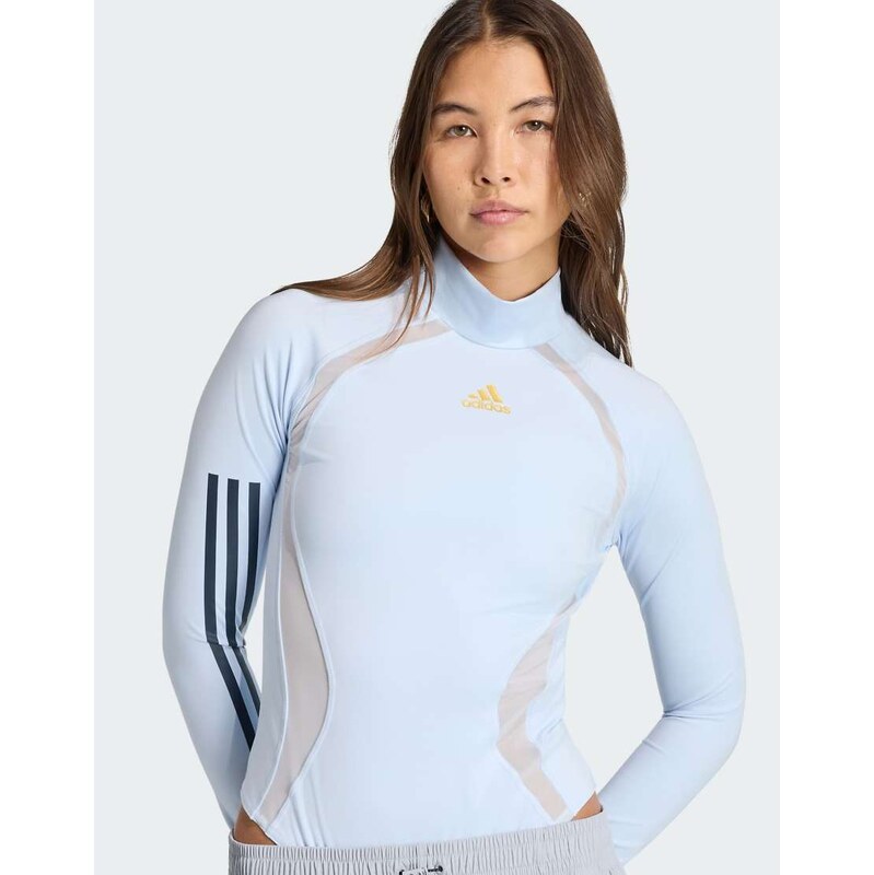 adidas Originals Teamgeist long sleeve bodysuit in crystal sky-Blue 115553200