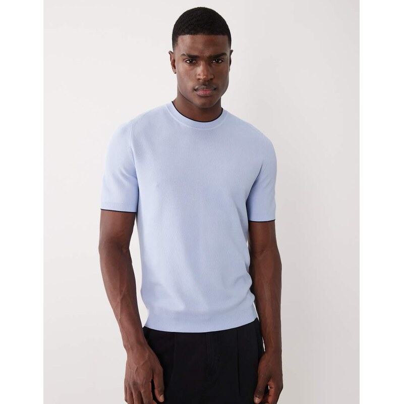 Mango performance fine knit t-shirt in pasle blue