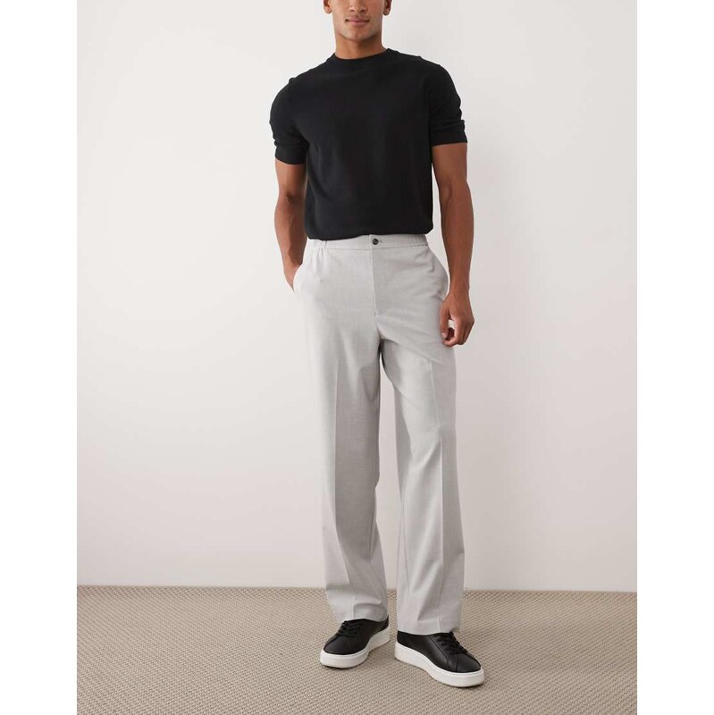 ASOS DESIGN tailored comfort stretch wide leg trousers in grey