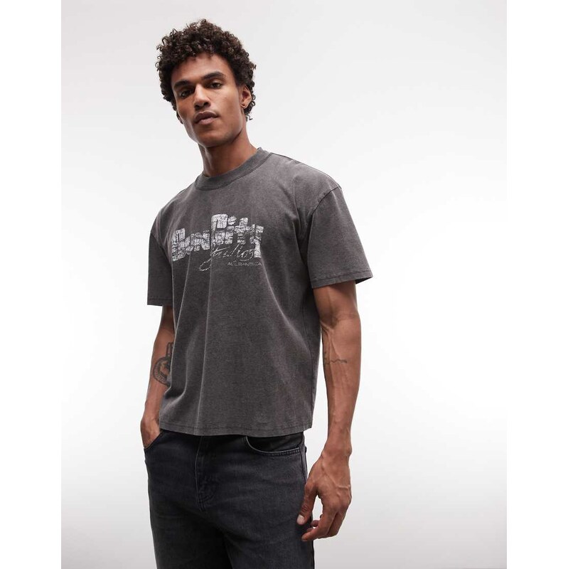 AllSaints Sun City short sleeve graphic logo t-shirt in washed