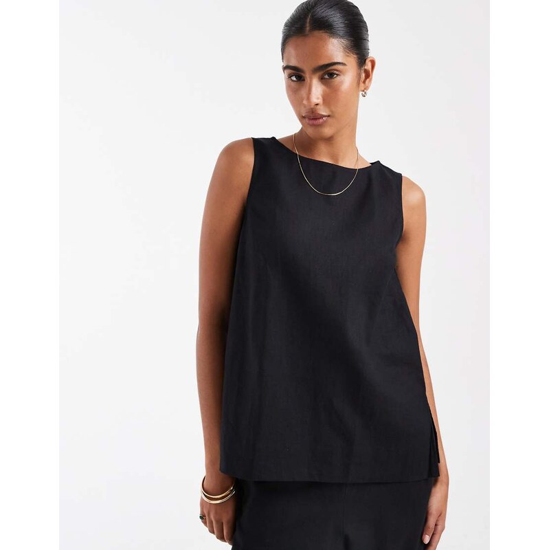 Gap co-ord vest linen mix top in black 115555073