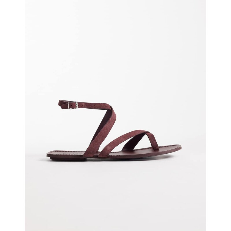ASOS DESIGN Friction sandal in burgundy suede-Red
