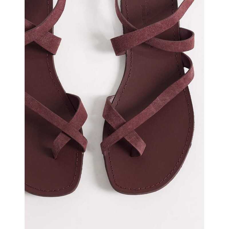 ASOS DESIGN Friction sandal in burgundy suede-Red