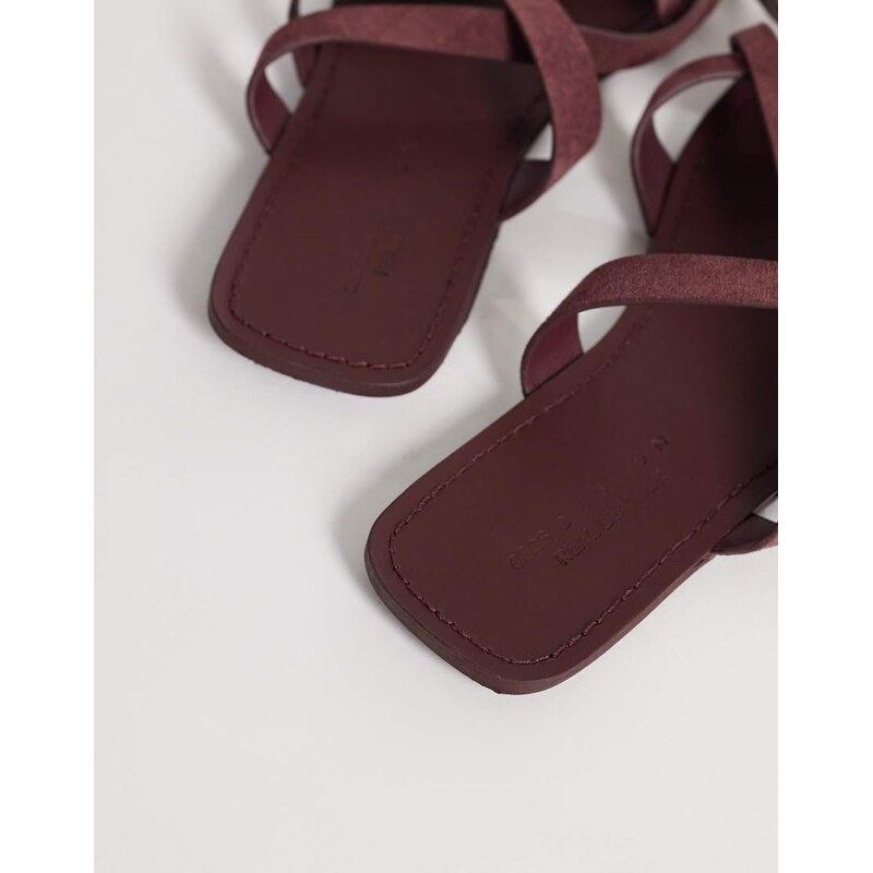 ASOS DESIGN Friction sandal in burgundy suede-Red