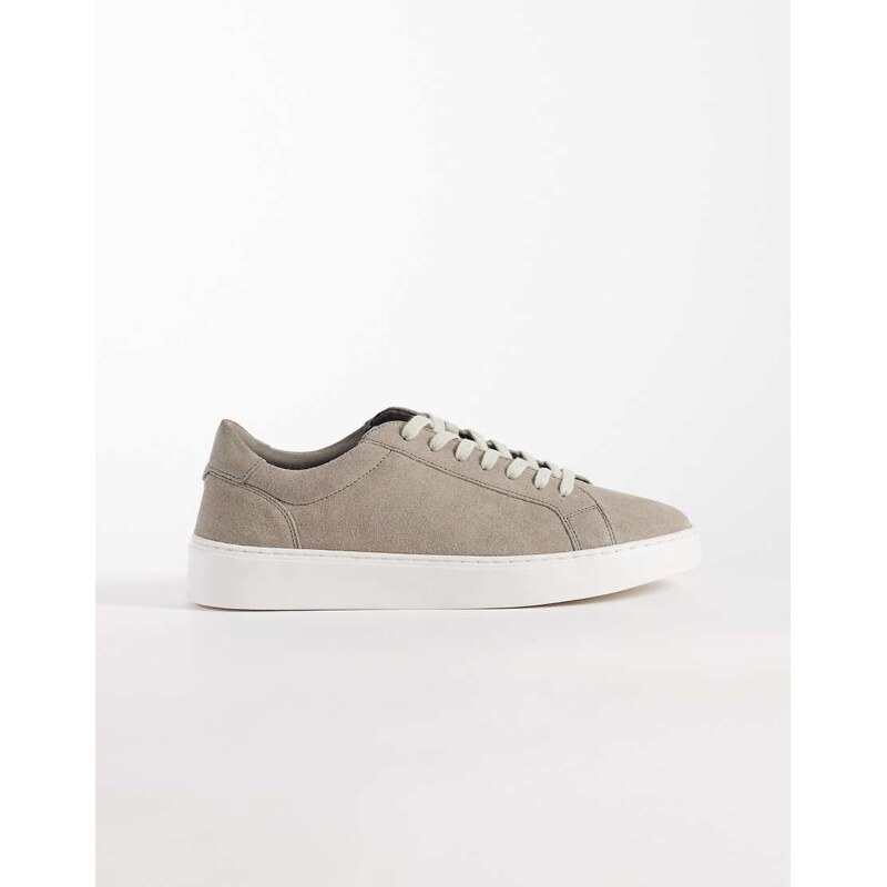 ASOS DESIGN trainers in grey suede-Neutral