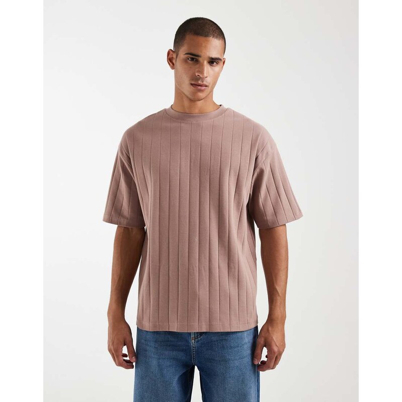 ASOS DESIGN oversized t-shirt in warm brown wide rib