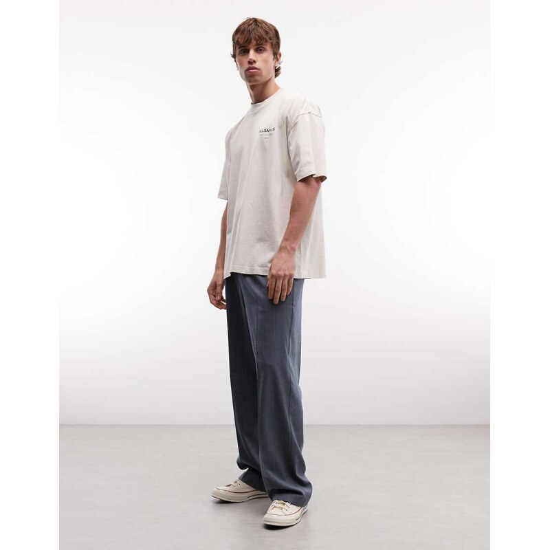 Allsaints Underground logo t-shirt with back print in dusk white