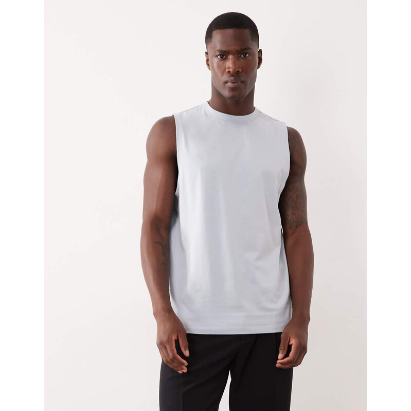 ASOS DESIGN breatheMAX Lite regular fit tank in blue cotton blend